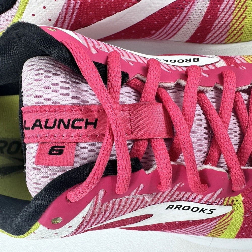 Brooks Launch 6 Run Happy Women's Running Shoes Pink Yellow White Size 8.5 B - Picture 5 of 10